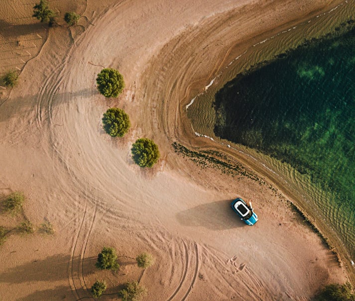 Car rental in Crete - aerial view with a drone