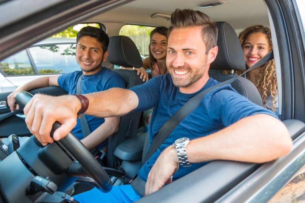 Young driver on a rental car in Crete