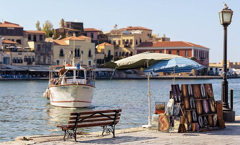 A small boat in Chania Port